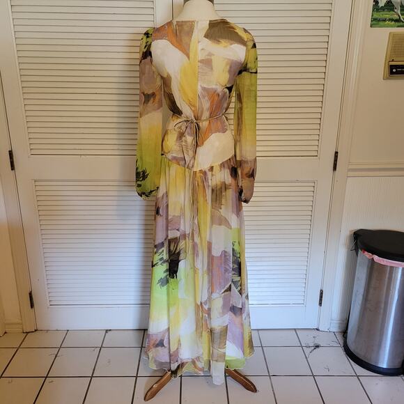 ASOS Design Green Sheer Long Sleeve Maxi Dress Women's Size 0 - Picture 2 of 8